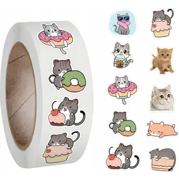 samolepka MOTIVAČNÍ SAMOLEPKY PRO DĚTI - ROLKA SAMOLEPÍCÍCH NÁLEPEK - KOČKY, KOŤATA - 500 KS