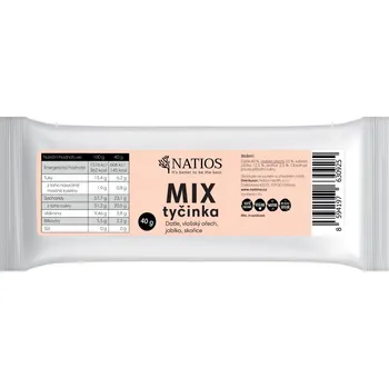NATIOS Mix tyčinka - Datle, vlašský ořech, jablko, skořice, 40 g