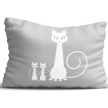 Povlak na polštářek Povlak na polštář kočka šedá long 40x50cm