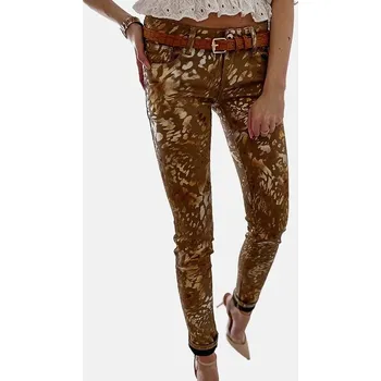 Dámské oblečení Dámské béžové kalhoty s leopardím vzorem RE-371 22914 velikost 28