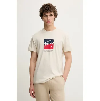 Pánské oblečení Bavlněné tričko Tommy Jeans DM0DM21940 béžová 01X, vel. L