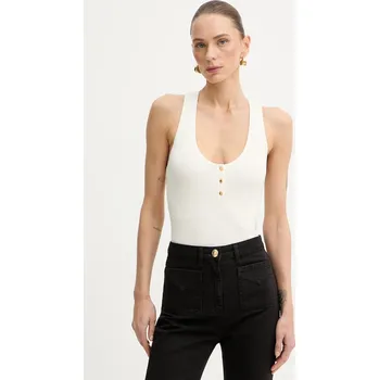 Dámské oblečení Top s příměsí hedvábí Elisabetta Franchi TK75B61E2 béžová 01X, vel. 36