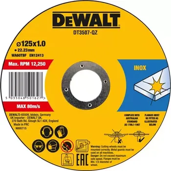 Řezný kotouč DEWALT řezný kotouč na kov 125x1mm cena za 1ks DT3507