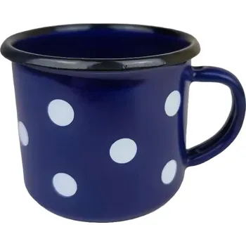 Hrnec BELIS Hrnek 8 cm 0,35 l, modrý/bílý puntík, smalt