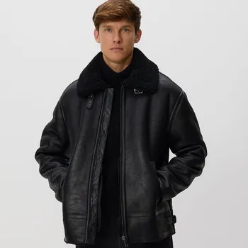 Dámský kabát Reserved - Sherpa bunda s límcem - černý - 7122H-99X - 7122H-99X-XL