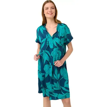 Dámské šaty Dámské letní šaty s potiskem pivoněk Vamp 22410 blue lagoon velikost 4XL