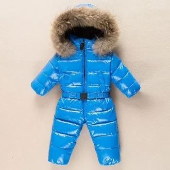 Dětská zimní kombinéza J3031 modrá 6-9 měsíců