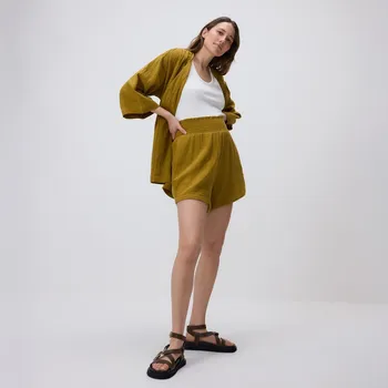 Dámské oblečení Reserved - Mušelínové kraťasy - světle olivová - 433AE-81X - 433AE-81X-XL