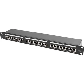 Rozvaděč LANBERG PATCH PANEL 24 PORTŮ 1U 19" CAT.6 FTP STÍNĚNÝ ČERNÝ