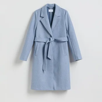 Reserved - Kabát s&nbsp;páskem k&nbsp;uvázání - světle modrá - 447IA-50M - 447IA-50M-L