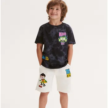 Chlapecké kalhoty Reserved - Kraťasy Teen Titans Go! - krémová - 4281S-01X - 4281S-01X-152