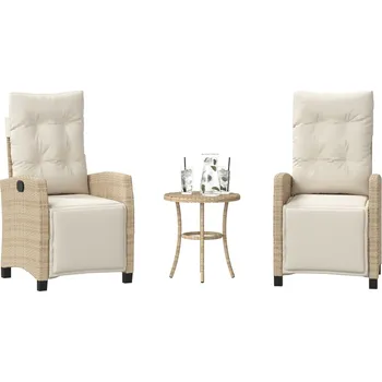 Zahradní sestava 3dílný bistro set s poduškami béžový polyratan