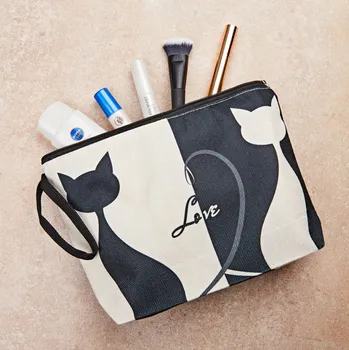 Kosmetická taška Kosmetická taštička s motivem koček černá bílá