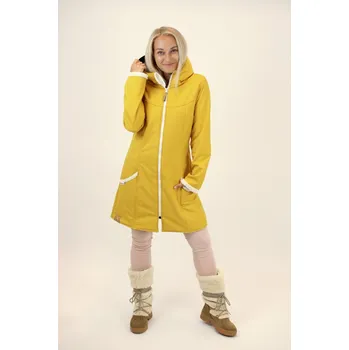 Dámská parka Kocour Mourek DÁMSKÝ SOFTSHELLOVÝ KABÁT S BERÁNKEM hořčicový Velikost 36 (vel.XS-S)