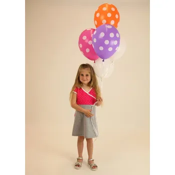 Dívčí šaty Kocour Mourek Šaty dívčí růžové s bílými puntíky Velikost 116