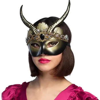 Karnevalová maska Zlatá maska s rohy Boland