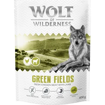 Pro psa 400g Wolf of Wilderness Senior "Green Fields" kuřecí s jehněčím - bez obilovin