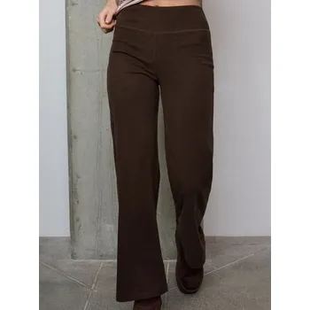 Dámská móda Sinsay - Zateplené kalhoty s rovným střihem - hnědá - 706GZ-88X - 706GZ-88X-XXS