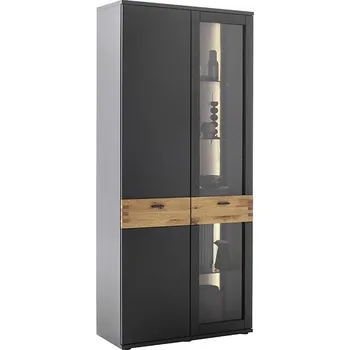 Knihovna Vitrína do obývacího pokoje CESENA (typ 12) grafit/dub divoký