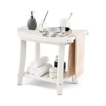 Nábytek Koupelnová stolička do sprchy BA7859WH, 60,5 x 34 x 48 cm, bílá - A COSTWAY