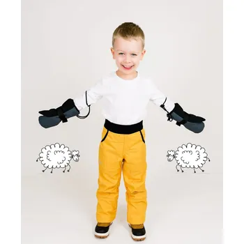 Kocour Mourek Kalhoty dětské softshellové zimní s beránkem hořčicové Velikost 116