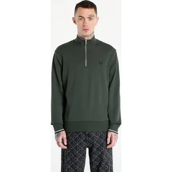 Pánská mikina Mikina FRED PERRY Half Zip Sweatshirt Court Green/ Snow White/ Navy L