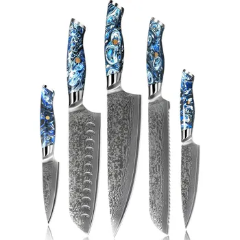 Kuchyňský nůž Sada damaškových kuchyňských nožů AK 37332 Modrá