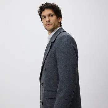 Reserved - Dvouřadý kabát s příměsí vlny - středně šedá - 672IE-85P - 672IE-85P-M