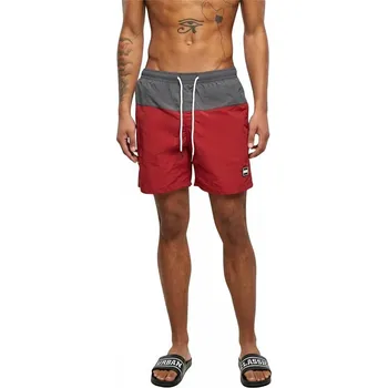 Pánské plavky Barevné pánské plavky šortky s kontrastní šňůrkou Urban Classics Barva: brickred/darkshadow, Velikost: 5XL