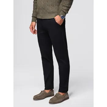 Pánské kalhoty Pánské chino kalhoty s ozdobným pasem - černé V1 OM-PACP-0118 - L