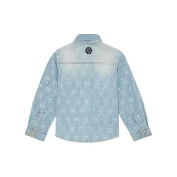 Pánské oblečení PHILIPP PLEIN džínová košile 28119 Světle modrá Basic Fit 8