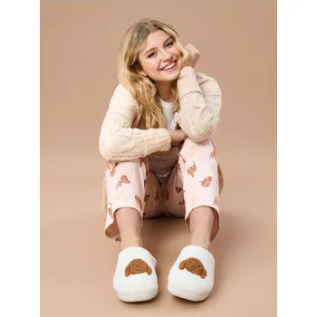 Dámská obuv Sinsay - Pantofle z imitace beránka s motivem psa - krémová - 652GR-01X - 652GR-01X-401