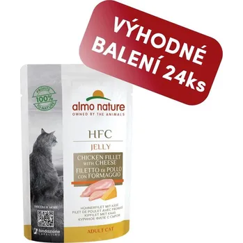 Krmivo pro kočku Almo Nature HFC Jelly - Kuřecí filet a sýr v želé 55g výhodné balení 24ks