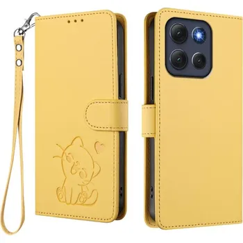 Pouzdro na mobilní telefon VSECHNONAMOBIL 130978 ART CAT Peněženkové pouzdro s řemínkem pro Motorola Moto G86 Power 5G žluté