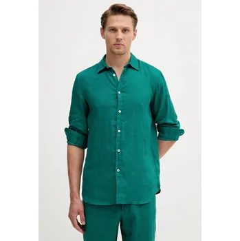 Pánská móda Lněná košile United Colors of Benetton 5BKU5QJG8 tyrkysová 67X, vel. M