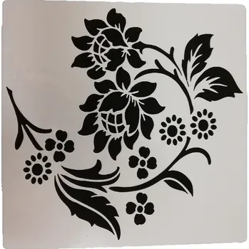 Šablona plastová pro kreativní tvoření - 15 x 15 - Květiny č.9