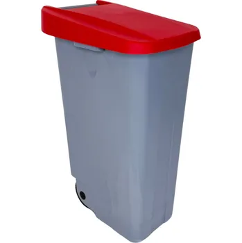 Odpadkový koš Denox odpadkový koš RECICLO na tříděný odpad 110 L, červené víko, plastový s kolečky