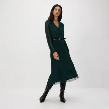 Dámské šaty Reserved - Plisované šaty s páskem - petrolejová - 922GA-67X - 922GA-67X-XL