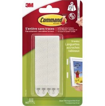 Command Picture Závěsné proužky velké, 6 x 2 proužky, bílé - Nepoškozené uchycení