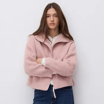 Dámský kabát Reserved - Bunda s vysokým podílem vlny - pastelově růžová - 779HD-03X - 779HD-03X-XL