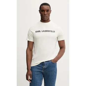 Pánská móda Bavlněné tričko Karl Lagerfeld 561255.755076 béžová 01X, vel. M