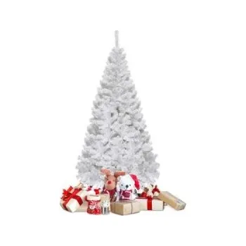 Vánoční stromek Umělý vánoční stromek CM19733, s 350 špičkami, kovový stojan, PVC jehličí, 150 cm, bílý - A COSTWAY