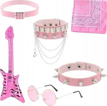 Karnevalový kostým KOSTÝM AKCESROIA GWIAZDA ROCKA LATA 70 80 PŘEVLEK NÁKRČNÍK PUNK RETRO