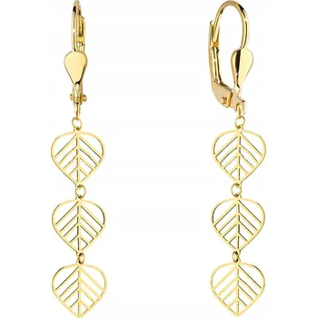 Náušnice VÝJIMEČNÉ ZLATÉ VISACÍ NÁUŠNICE ryzosti 585 - LISTY