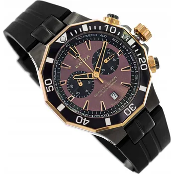 Hodinky Pánské hodinky EDOX 10112 357GRNCA BRNR DELFIN ČERNÉ NA ŘEMÍNKU STOPKY 200M