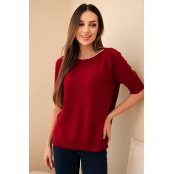 Dámský svetr Kesi Włoski Dámský svetr z viskózy s krátkým rukávem bordový Kesi Włoski červená 3397506