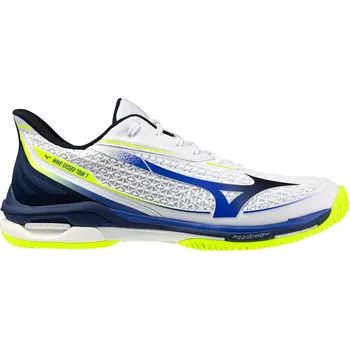 Pánská tenisová obuv Pánská tenisová obuv Mizuno Wave Exceed Tour 7 AC White/Dazzling Blue/Lightning EUR 42,5