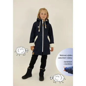 Chlapecká bunda Kocour Mourek Kabát softshellový zimní s beránkem tm.modrý Velikost 152