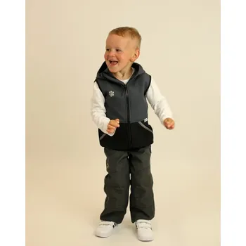 Kocour Mourek Softshellová dětská vesta šedo-černá Velikost 104/110