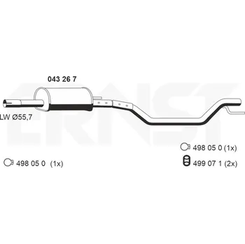 Tlumič výfuku Střední tlumič výfuku ERNST 043267